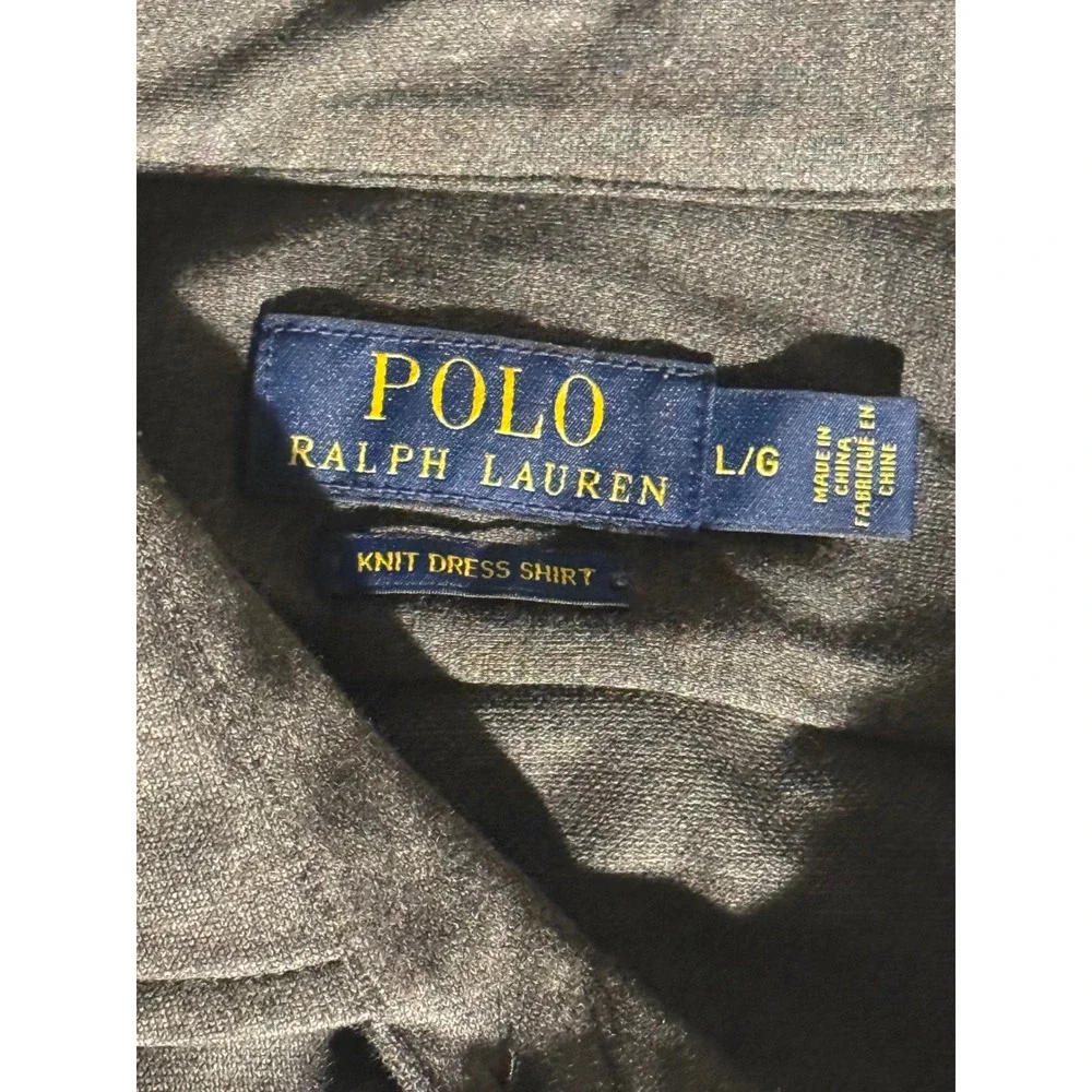 Polo Ralph Lauren Mens Knit Dress Shirt Black Long Sleeve Button Down Large L/G